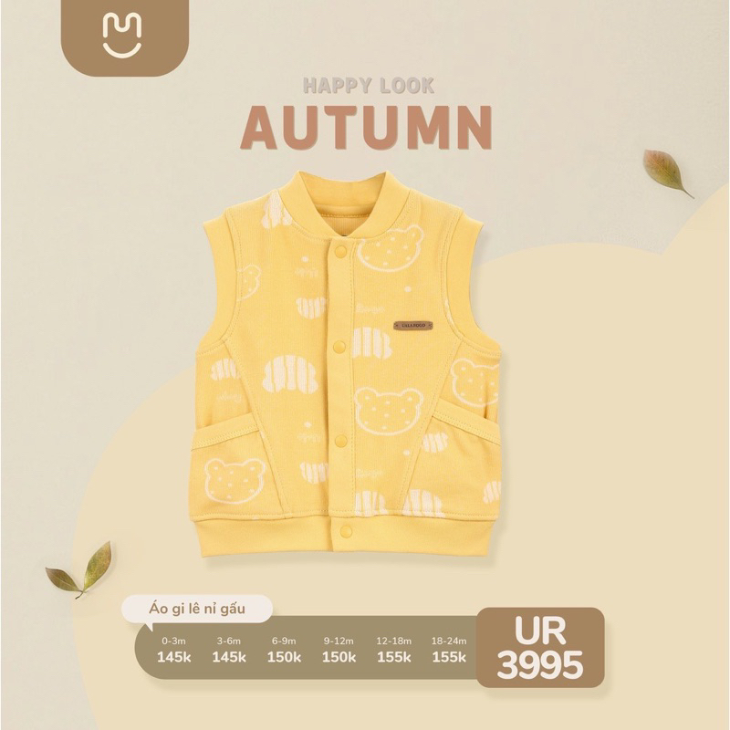 Áo gile nỉ ualargo mềm mịn cho bé từ 0-3m đến 18-24m