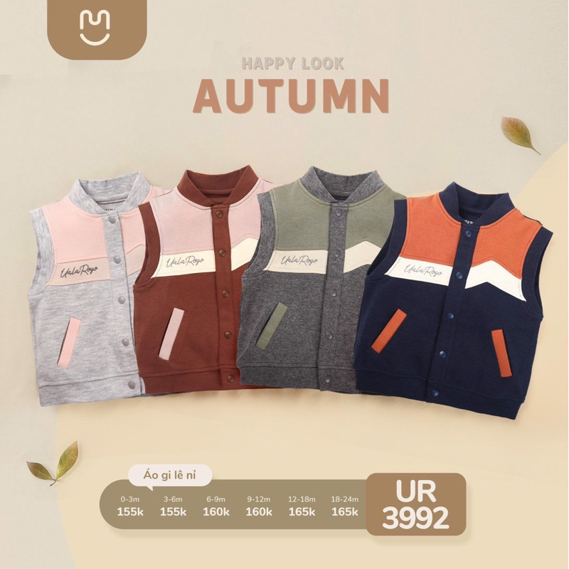 Áo gile nỉ ualargo mềm mịn cho bé từ 0-3m đến 18-24m