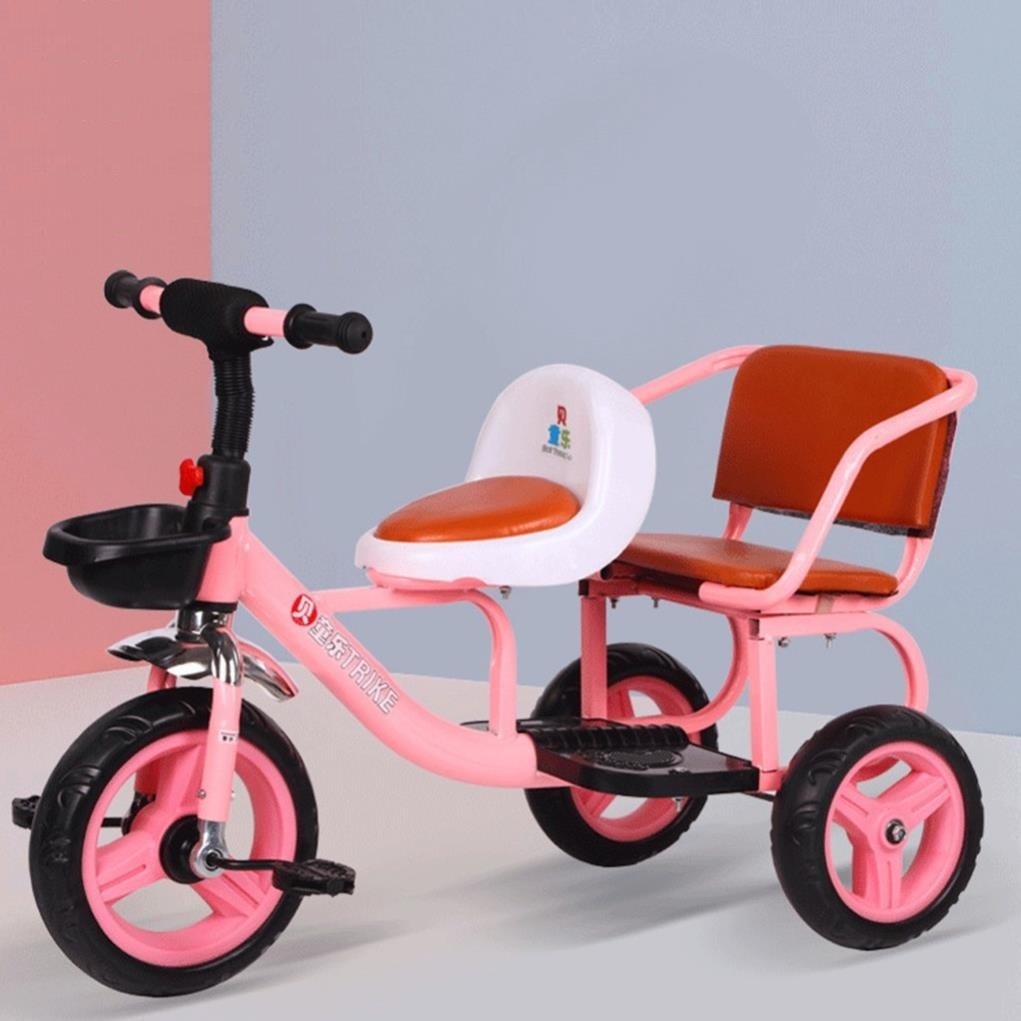 Xe Đạp  Xích Lô Trẻ Em Có Yên Da ,Khung Thép Và Giỏ Để Đồ Cho Bé