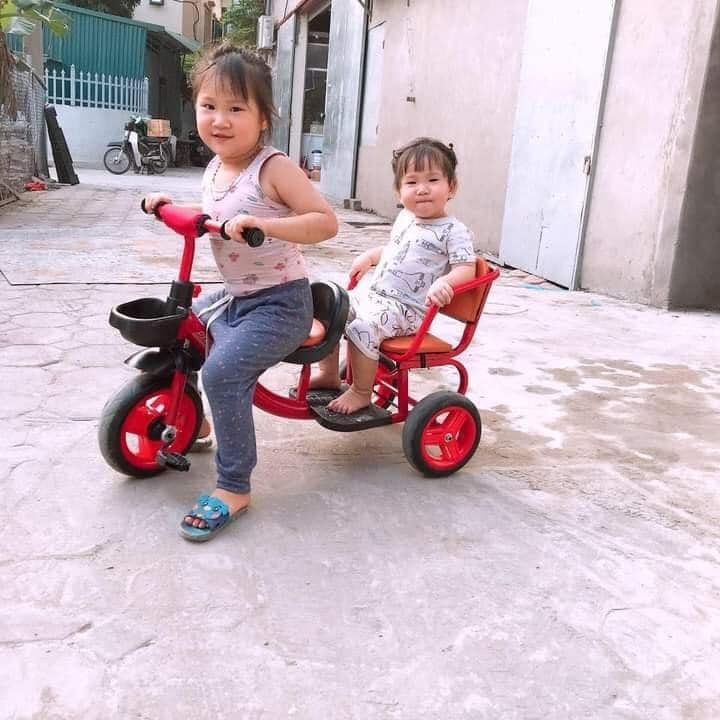 Xe Đạp  Xích Lô Trẻ Em Có Yên Da ,Khung Thép Và Giỏ Để Đồ Cho Bé