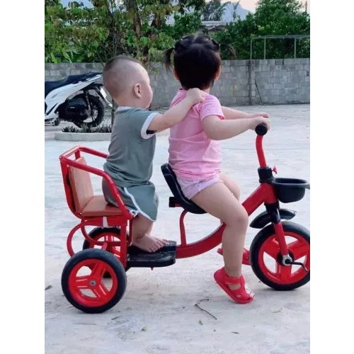Xe Đạp  Xích Lô Trẻ Em Có Yên Da ,Khung Thép Và Giỏ Để Đồ Cho Bé