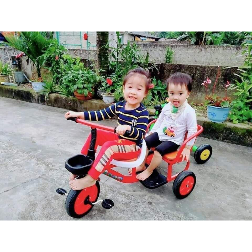 Xe Đạp  Xích Lô Trẻ Em Có Yên Da ,Khung Thép Và Giỏ Để Đồ Cho Bé