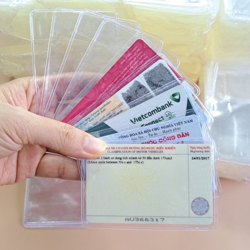 Túi đựng CCCD, bao đựng căn cước công dân loại dẻo trong có nắp chống nước