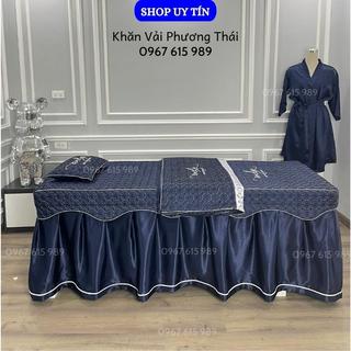 Bộ ga giường spa phi lụa trần bông kèm gối có ruột, drap giường spa nối mi, phun xăm cao cấp