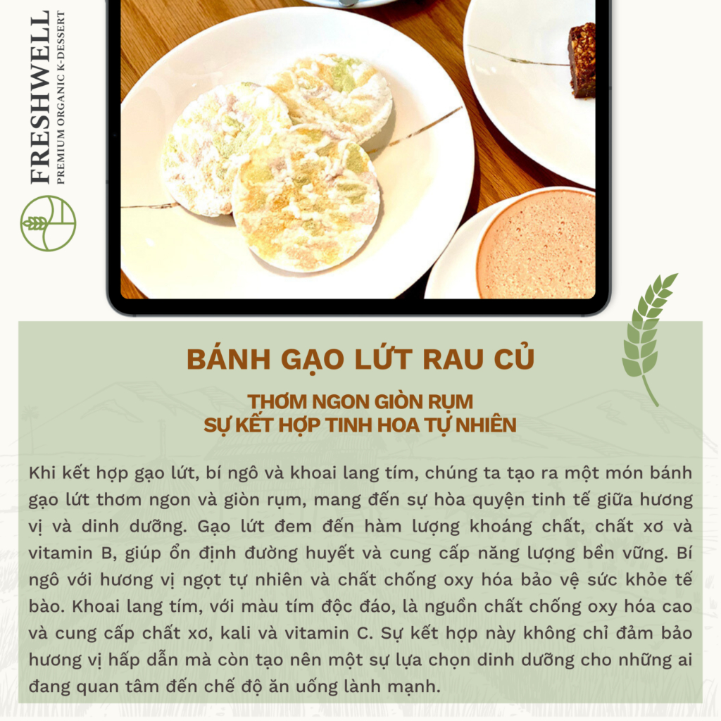 10 gói bánh gạo lứt giòn Freshwell Hàn Quốc 3 vị ngẫu nhiên