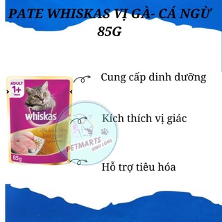 24 GÓI SỐT PATE MÈO WHISKAS VỊ GÀ- CÁ NGỪ 80gr