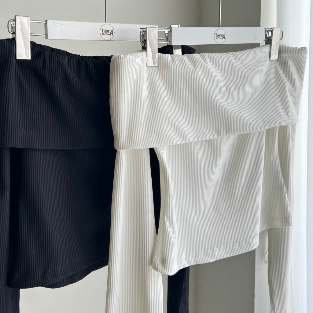 Áo Trễ Vai Tay Dài Nữ Body Chất Thun Gân Mềm Mại Co Giãn Tôn Dáng Thiết Kế Trendy Thu Đông TIỆM ĐỒ THÁNG 4 LYLY TOP