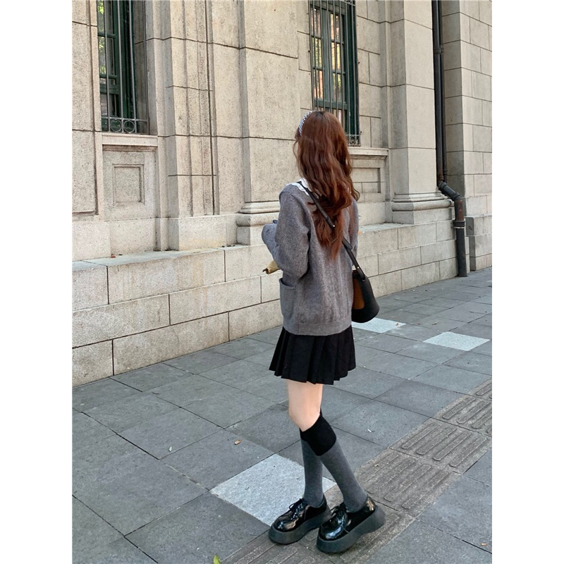 Áo cardigan len cổ ren trắng siêu đáng yêu 2023