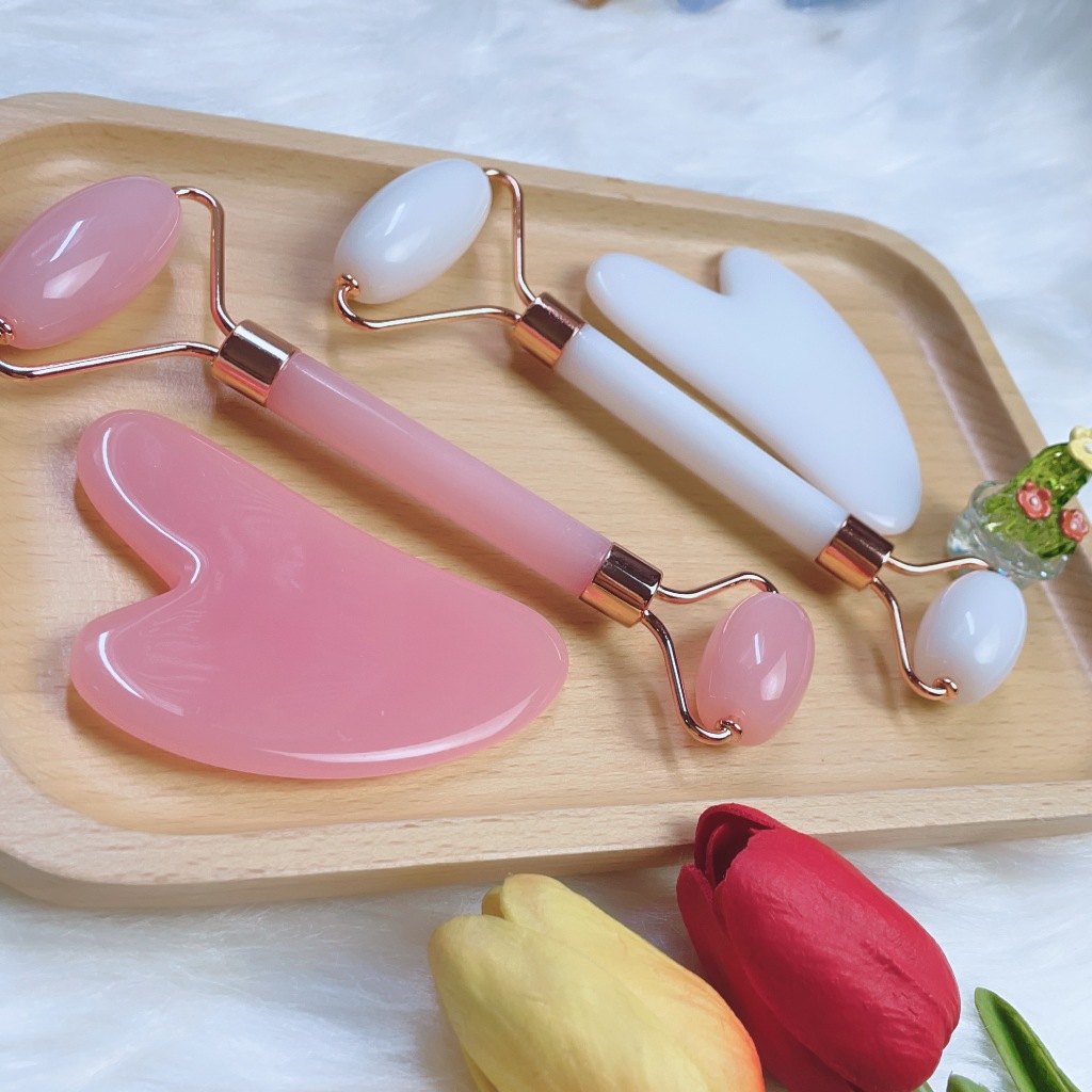 Đá guasha massage mặt, Cây lăn massage mặt giúp thon gọn nâng cơ trẻ hóa làn da