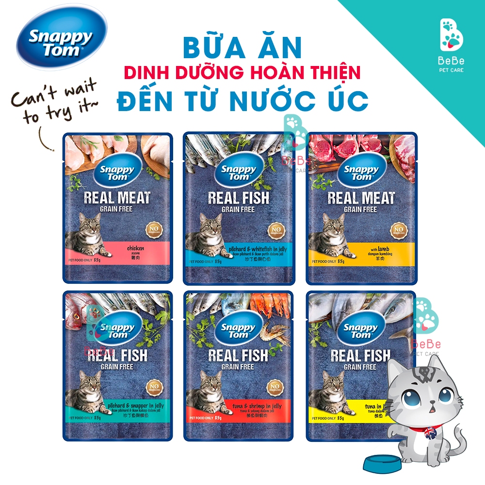 Pate SNAPPY TOM Dòng Truyền Thống & Dòng Trái Cây Mix Cá Ngừ Cao Cấp Cho Mèo Vị Ngẫu Nhiên