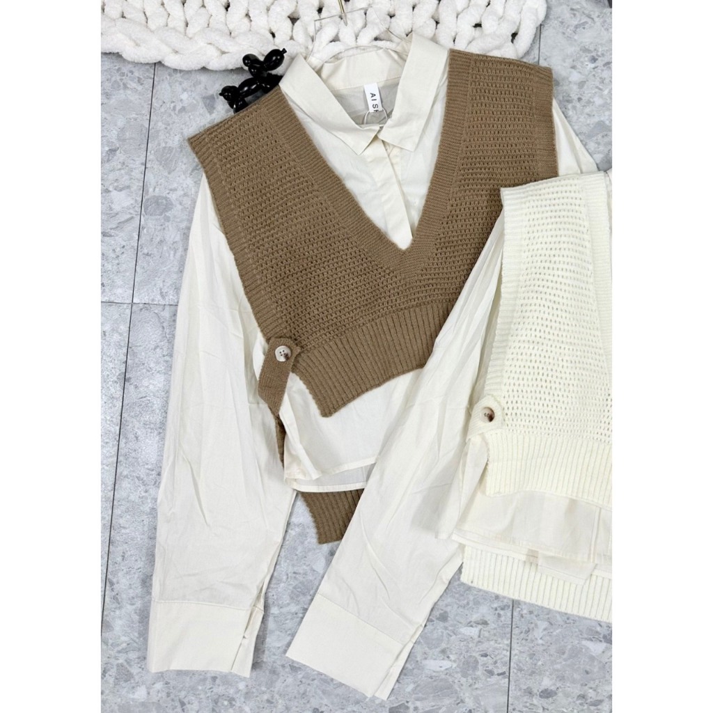 Áo Sơ Mi Nữ Phối Gile Len Nút Eo Trẻ Trung Thanh Lịch GOSS GA623 Áo Sơ Mi Nữ Dài Tay Thu Đông Đi Làm ĐI Học P223771