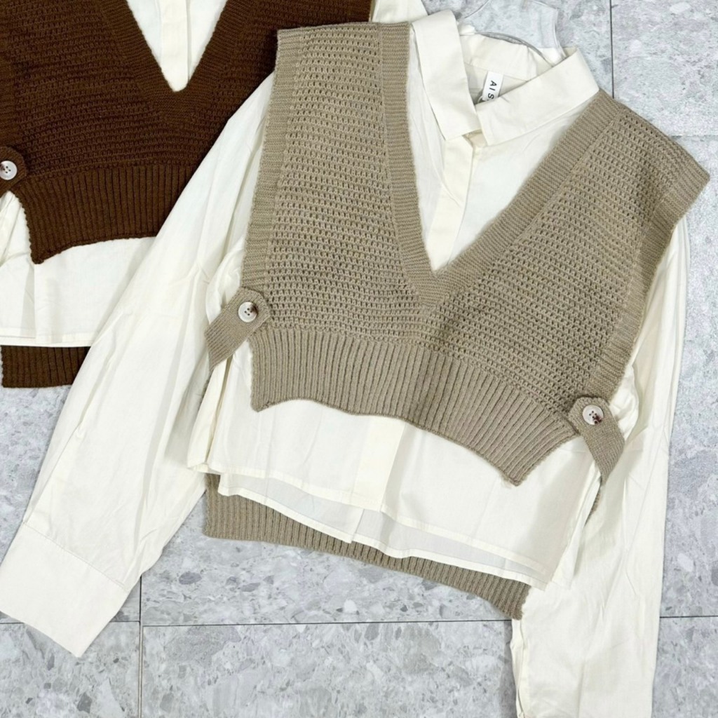 Áo Sơ Mi Nữ Phối Gile Len Nút Eo Trẻ Trung Thanh Lịch GOSS GA623 Áo Sơ Mi Nữ Dài Tay Thu Đông Đi Làm ĐI Học P223771