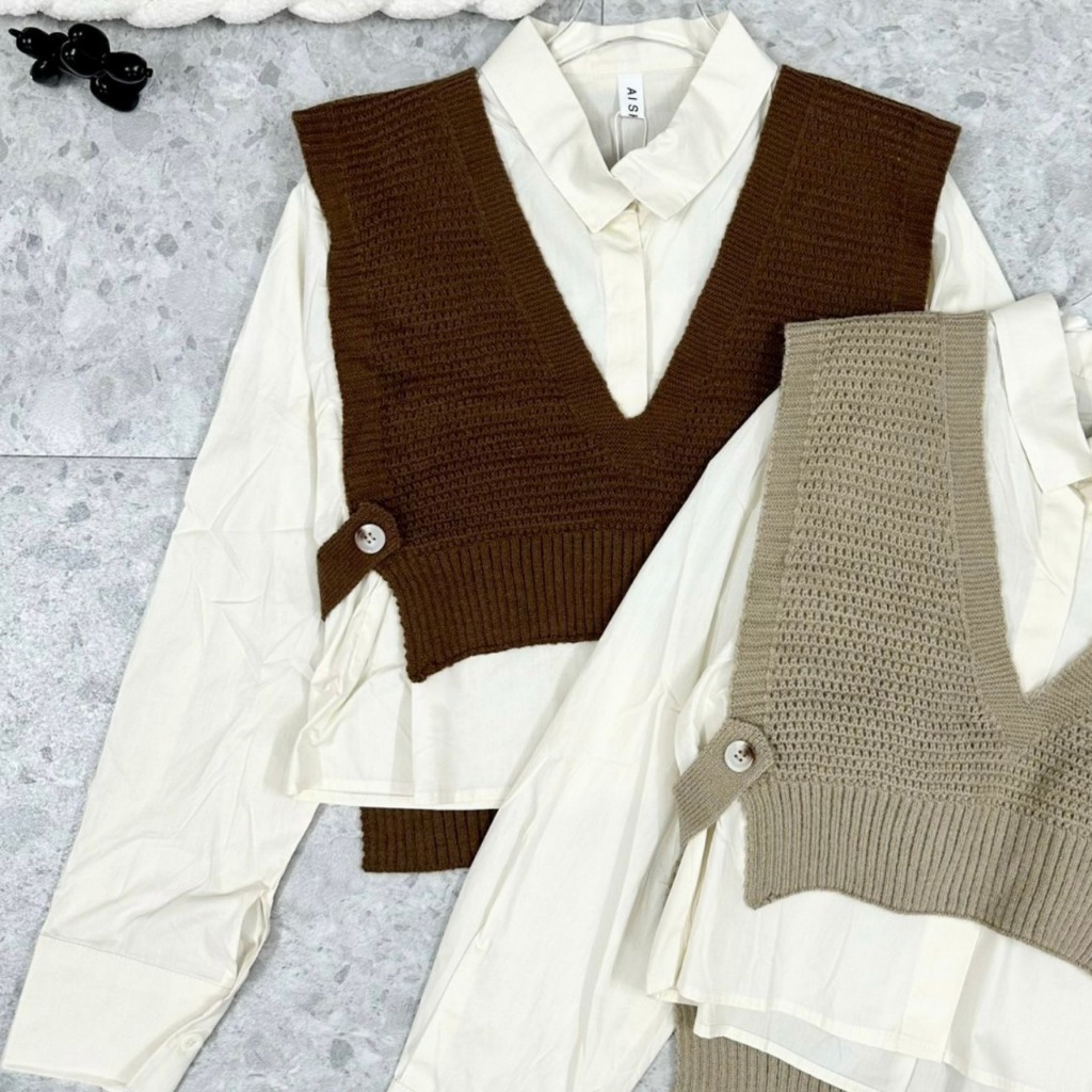 Áo Sơ Mi Nữ Phối Gile Len Nút Eo Trẻ Trung Thanh Lịch GOSS GA623 Áo Sơ Mi Nữ Dài Tay Thu Đông Đi Làm ĐI Học P223771