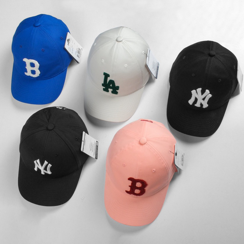 Mũ lưỡi trai Unisex MLB chất liệu vải Poly, đen logo NY,nón lưỡi trai Hàn Quốc
