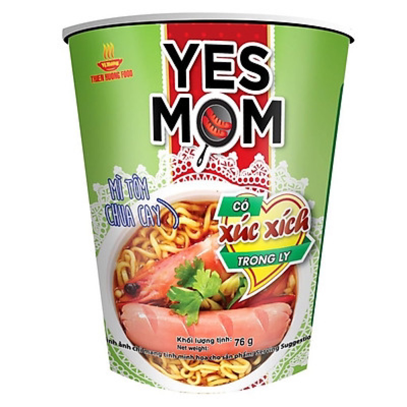 Combo 5 Mì ly YESMOM xúc xích tôm chua cay ly 76g