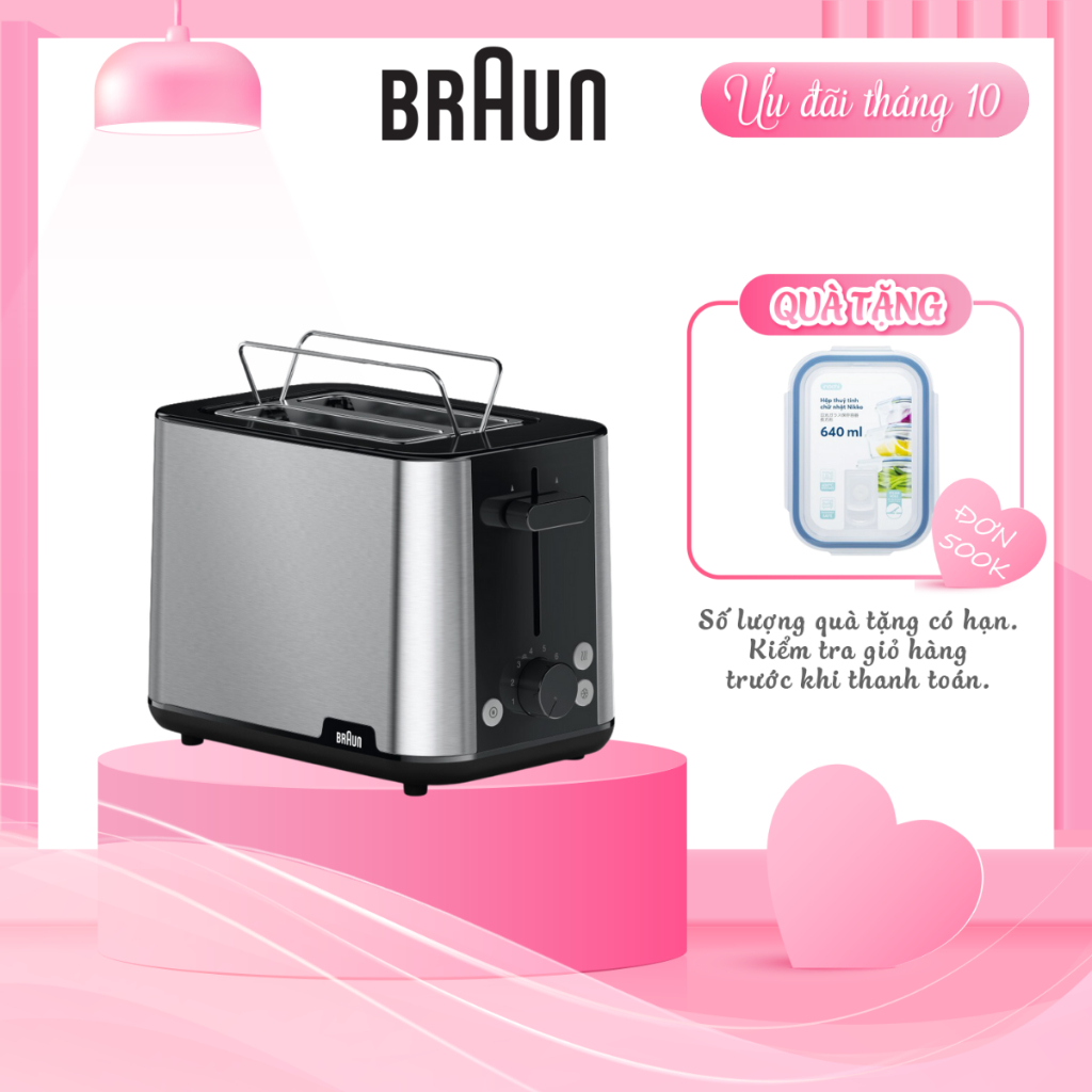 Máy nướng bánh mì Braun HT1510BK-Hàng chính hãng bảo hành 24 tháng