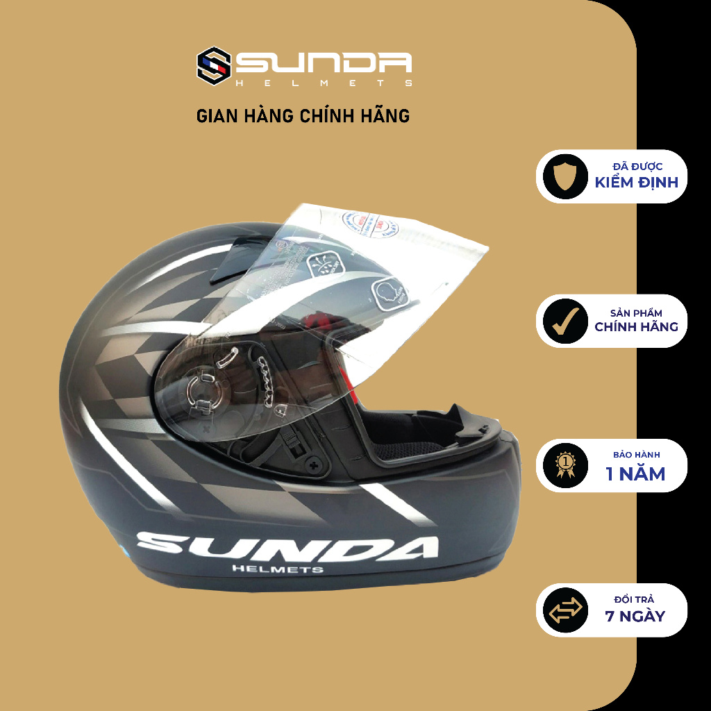 Mũ bảo hiểm fullface Sunda 2000C nhiều màu