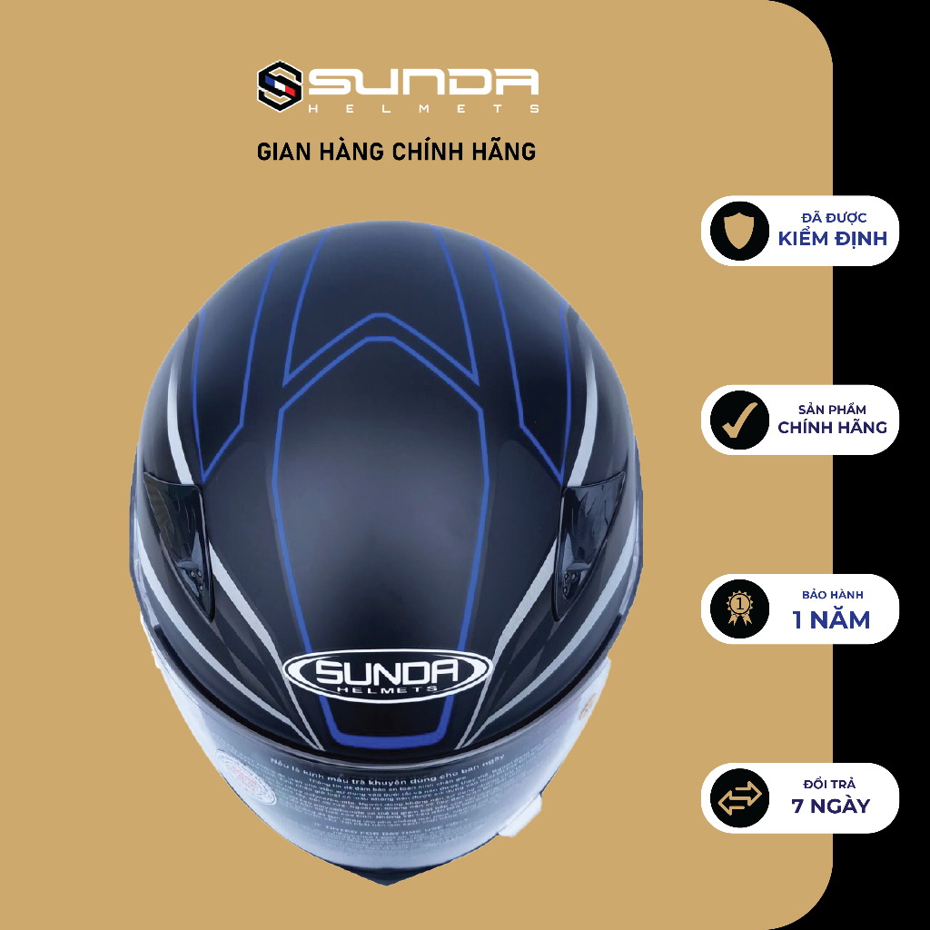 Mũ bảo hiểm fullface Sunda 2000C nhiều màu