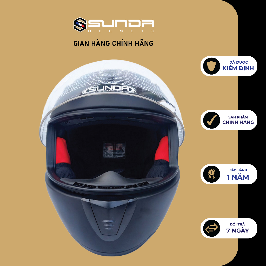 Mũ bảo hiểm fullface Sunda 2000C nhiều màu
