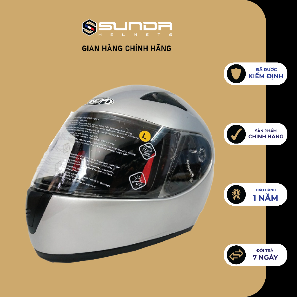 Mũ bảo hiểm fullface Sunda 2000C nhiều màu