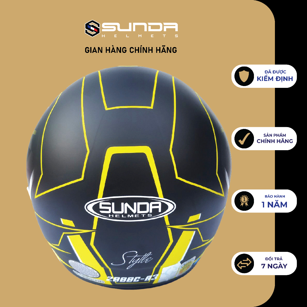 Mũ bảo hiểm fullface Sunda 2000C nhiều màu