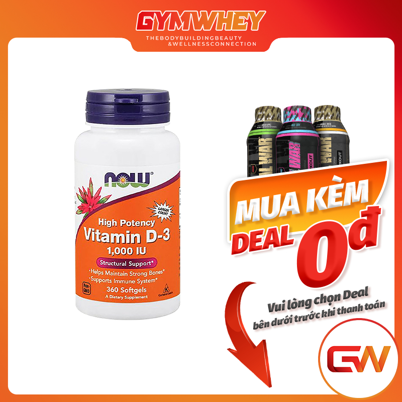Vitamin D Now Hàm Lượng Vitamin D3 cao Giúp Phát Triển Chiều Cao Khỏe Xương Khớp Và Tăng Sức Đề Kháng Now Vitamin D3
