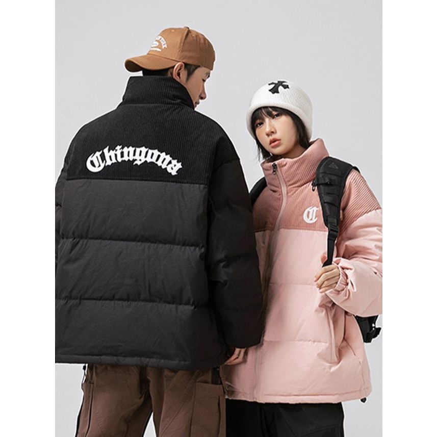 Áo phao nhung phong cách hàn quốc, áo khoác cotton unisex