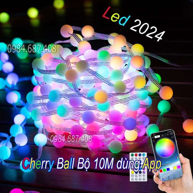 Bộ đèn nháy 10M cherry ball đổi nhiều màu siêu sáng siêu đẹp trang trí quấn cây noel tết