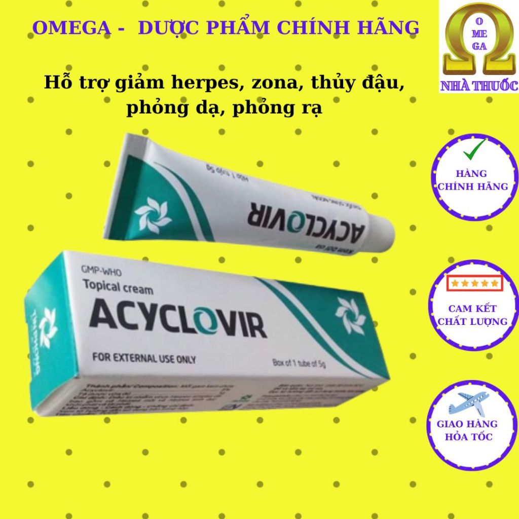 Kem Bôi Ngoài Da Acyclovir Herpes, Zona, Thủy Đậu