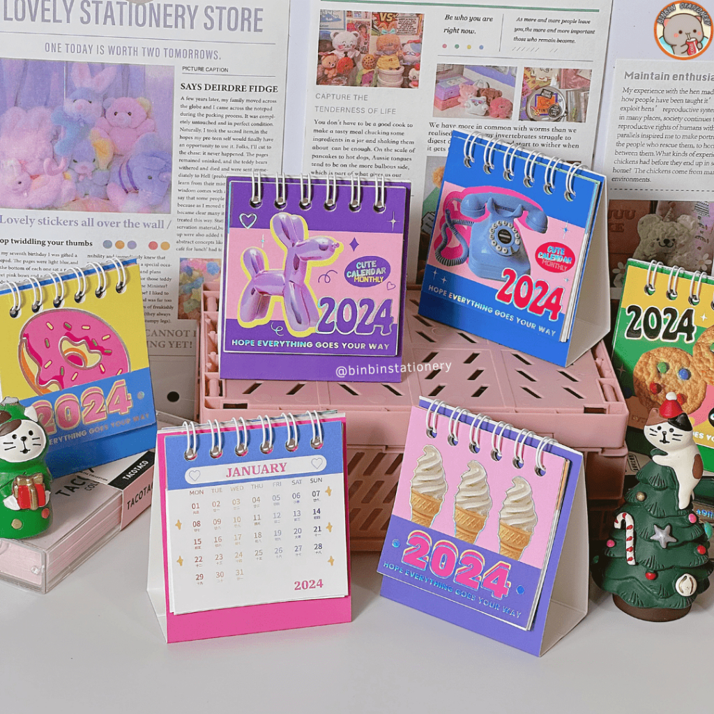 Lịch mini 2024 Go Your Way phong cách Hàn, màu sắc tươi tắn, trang trí bàn học từ 9/2023 - 12/2024 CL32024