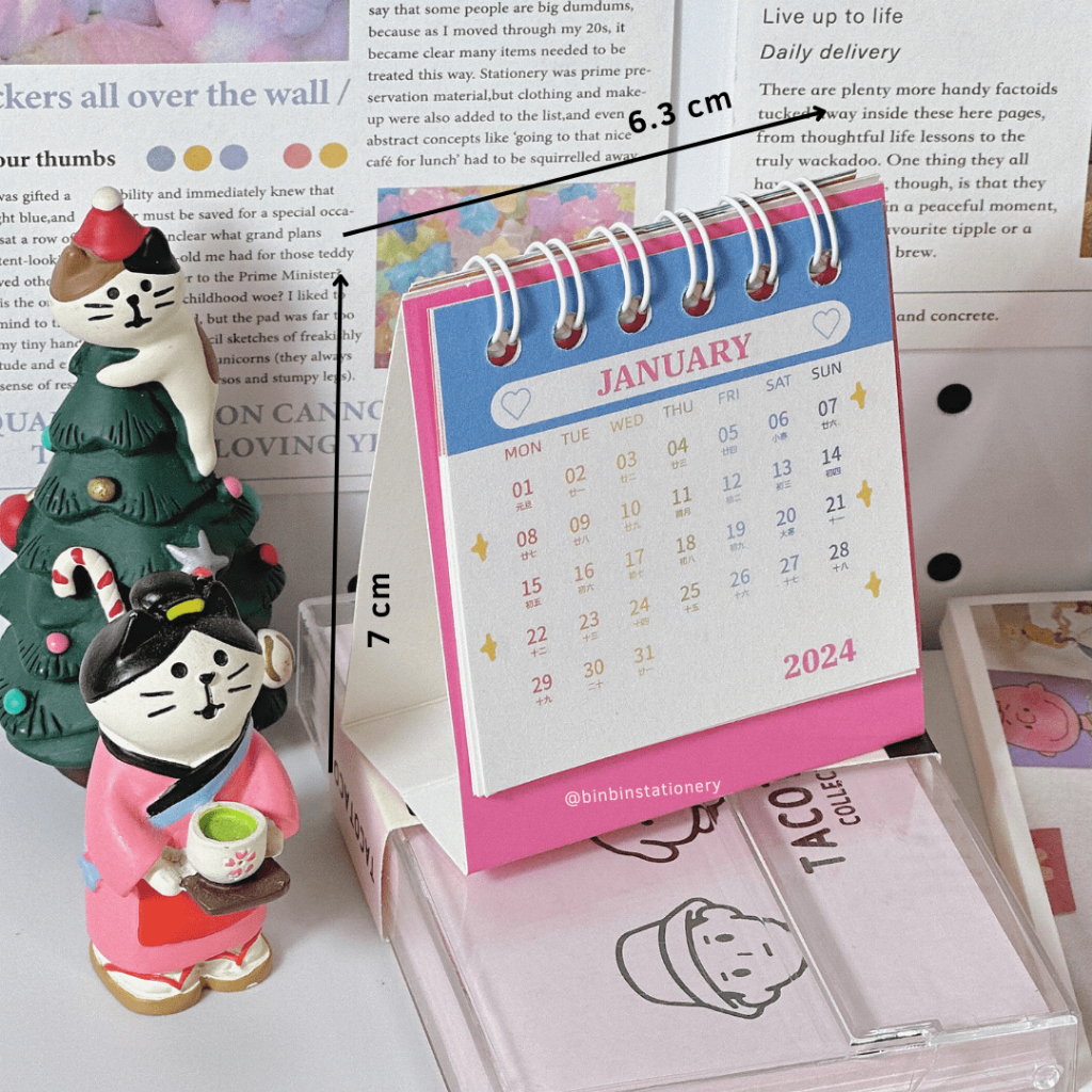 Lịch mini 2024 Go Your Way phong cách Hàn, màu sắc tươi tắn, trang trí bàn học từ 9/2023 - 12/2024 CL32024