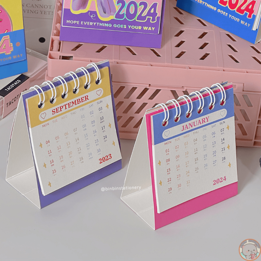 Lịch mini 2024 Go Your Way phong cách Hàn, màu sắc tươi tắn, trang trí bàn học từ 9/2023 - 12/2024 CL32024