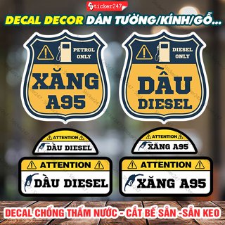 Tem Nhựa Dán Đổ Dầu , Đổ Xăng , Dán Nắp Bình Xăng , Bình Dầu , Chú Ý Đổ Xăng A95 , Cảnh Báo Đổ Dầu Diesel Cho Ô Tô , Xe