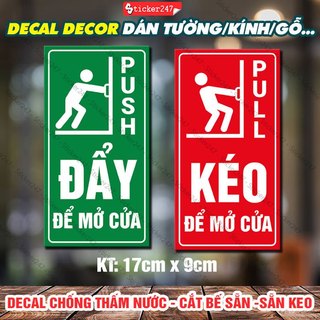 Biển báo kéo đẩy push pull 🌈𝑭𝒓𝒆𝒆𝒔𝒉𝒊𝒑 decal bảng kéo đẩy push pull - sticker decor dán kính, tường, gạch men, gỗ