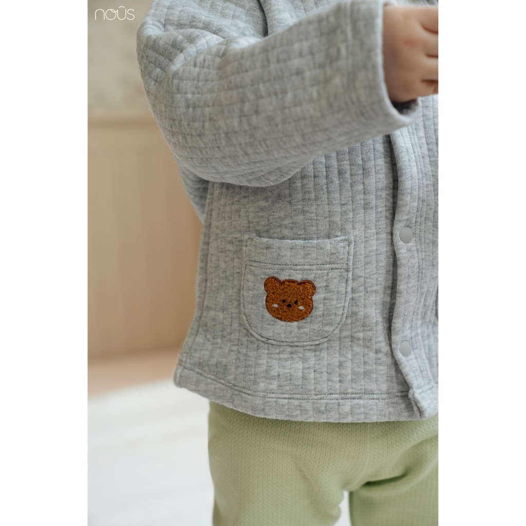 Áo khoác jacket Nous trần bông hai màu sắc dành cho bé trai bé gái từ 6-9 tháng đến 18-24 tháng