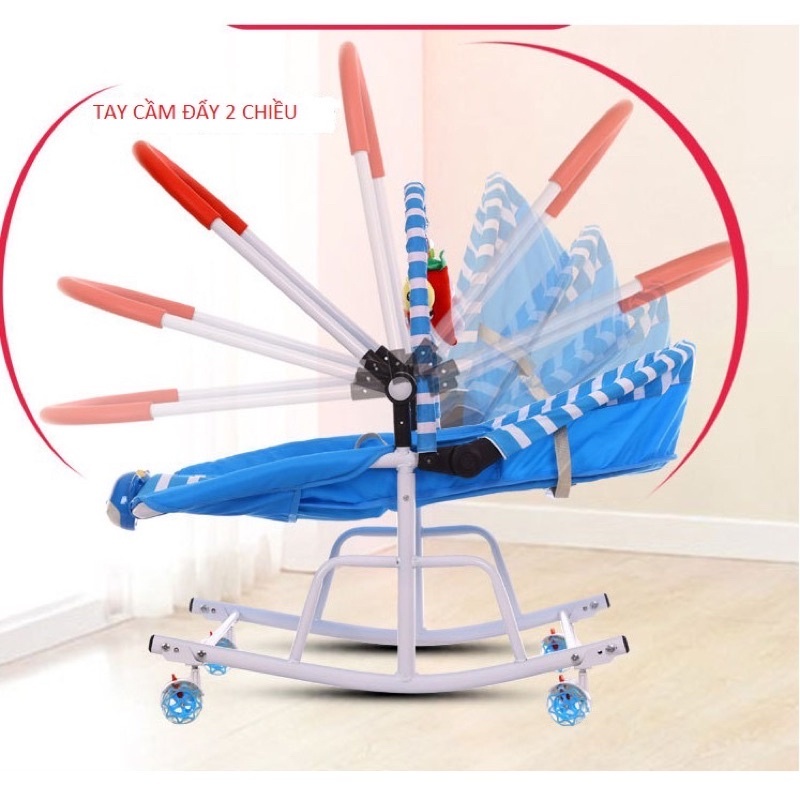 Nôi rung đa năng bập bênh có bánh xe cho bé.Tặng màn chống muỗi và chiếu điều hòa .BH 12 tháng.