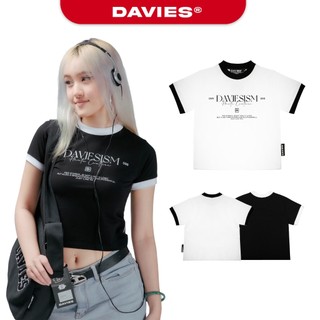 Áo thun baby tee trắng phối viền đen nữ DAVIES, đen phối viền trắng thun cotton co giãn local brand Couture| D31-T12