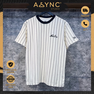 (Auth) Áo Thun New Era x MLB Kẻ Sọc Logo Thêu Màu Đỏ Cam Đen CODE: 12845008 - 12845009 - Async Studio