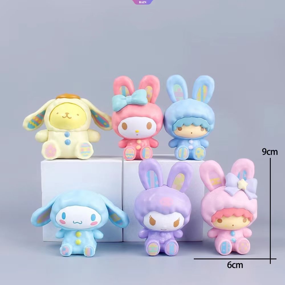 Mô hình bữa tiệc quần áo thỏ sanrio, Mô hình Trang trí bàn học Sanrio, Set các chú thỏ đáng yêu. Bộ sưu tập Sanrio