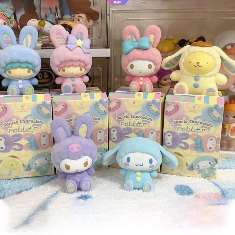 Mô hình bữa tiệc quần áo thỏ sanrio, Mô hình Trang trí bàn học Sanrio, Set các chú thỏ đáng yêu. Bộ sưu tập Sanrio