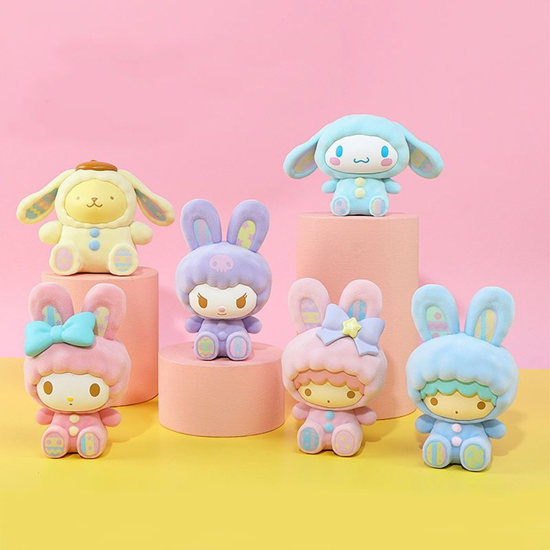Mô hình bữa tiệc quần áo thỏ sanrio, Mô hình Trang trí bàn học Sanrio, Set các chú thỏ đáng yêu. Bộ sưu tập Sanrio