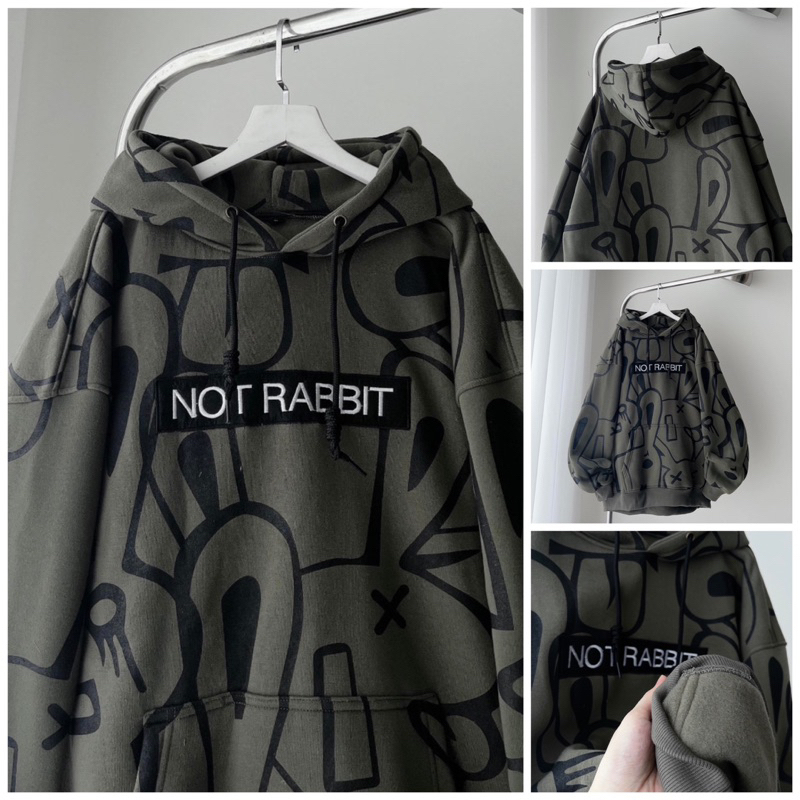Áo hoodie in toàn thân NOT RABBIT Unisex nam nữ phong cách hàn quốc cá tính năng động THOITRANGGIASI