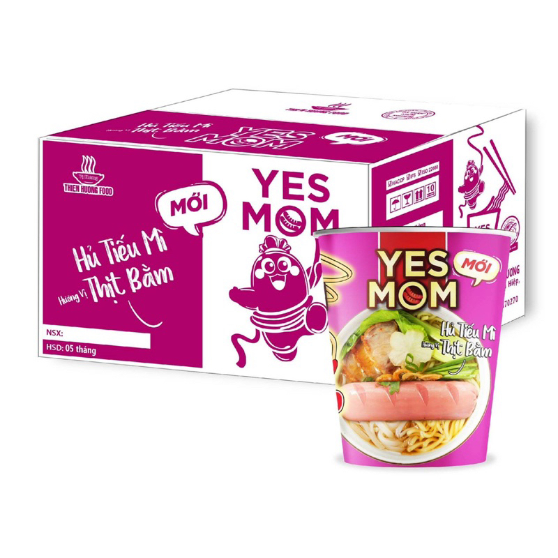 Combo 5 Ly hủ tiếu mì xúc xích YESMOM ly 76g