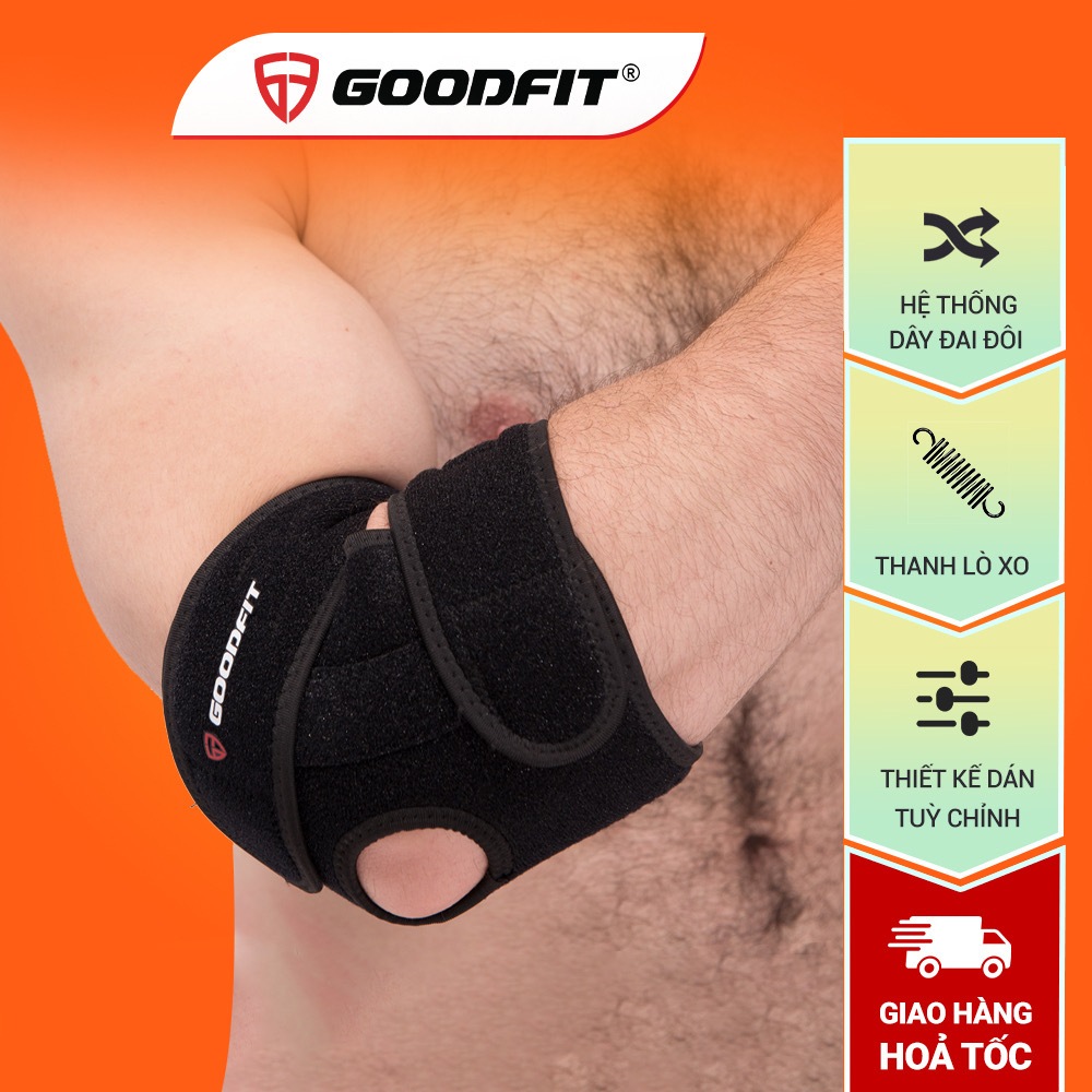 ✅[FREE SIZE] Đai Băng thun quấn bó khuỷu tay GoodFit GF401E dạng dán,Đai Quấn Bảo Vệ Khuỷu Tay Có Lò