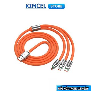 Cáp sạc điện thoại 3 đầu cao su non KIMCEL STORE dây sạc 3 trong 1