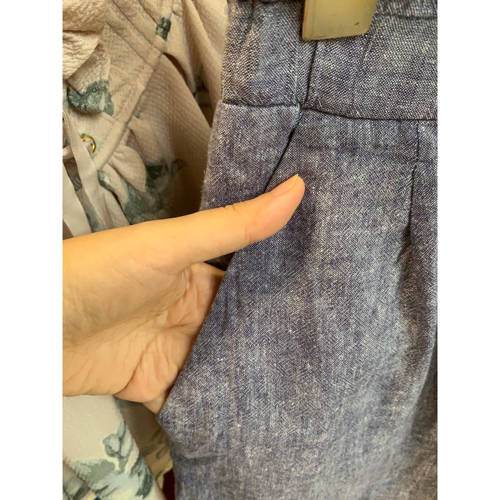 [2HAND] Quần váy ngắn linen lung thun H&M
