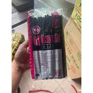 Ống hút cong phi 6 đen