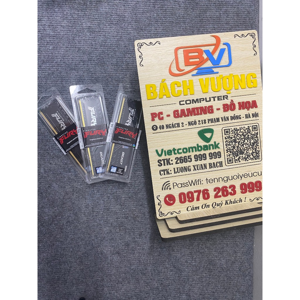 Ram PC Kingston Fury Beast Black 8GB/ 16GB 3200MHz DDR4 NEW BẢO HÀNH 36 THÁNG