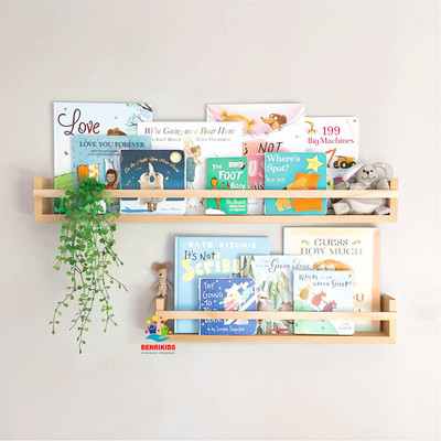Kệ gỗ treo tường đa năng làm giá sách để đồ lưu niệm trang trí nội thất - Benrikids