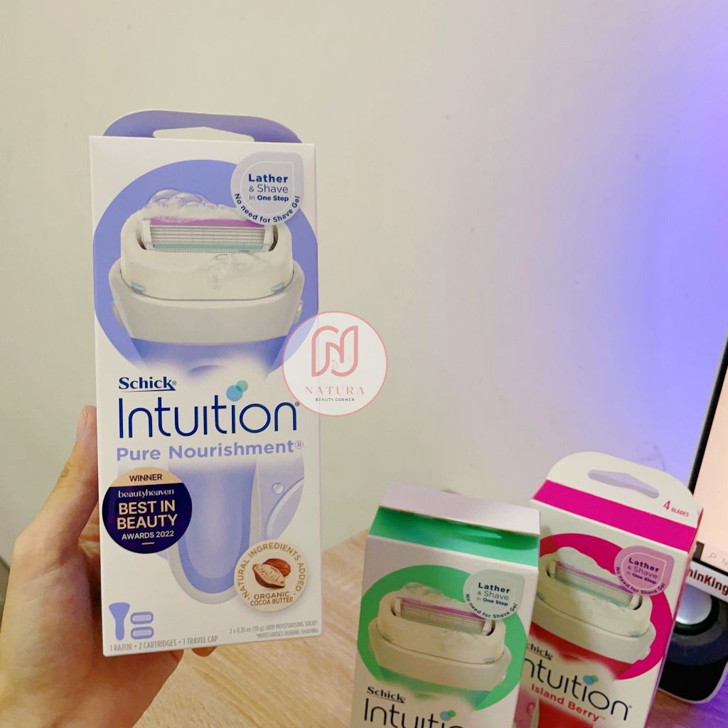 Bộ dao cạo cho nữ Schick intuition đầu bơ 1 cán + 2 đầu thay thế island berry/ pure nourishment/ sensitive c